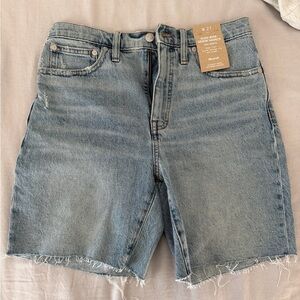 Madewell Light Blue High rise denim shorts mid length NWT